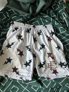 Eric Emanuel Shorts White and Maroon